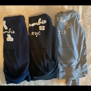 Lot of 3 Large Abercrombie & Fitch Hoodie Sweatshirts